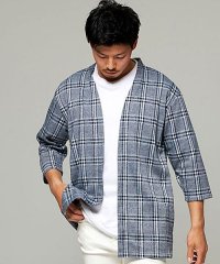 CavariA/キャバリア CavariA CavariA チェック柄7分袖ノーカラーカーディガン メンズ ガウン ブランド ファッション 7分袖 七分袖 春 夏 薄手 細身 /504705183