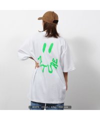 1111clothing/オーバーサイズ tシャツ メンズ ビッグtシャツ レディース ビッグシルエット トップス 半袖 カットソー クルーネック ビッグt バックプリント スマイル ニ/504708000