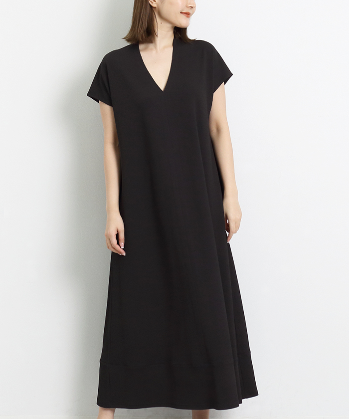 MARTHA マーサ ワンピース ドレス ドット 袖フレア ロング　黒 gft1500008_10.jpg