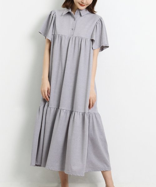 クーポン】【セール 62%OFF】フレア袖鹿の子ティアードポロワンピース(504137197) マーサ(MARTHA) d fashion ikka ポロワンピース