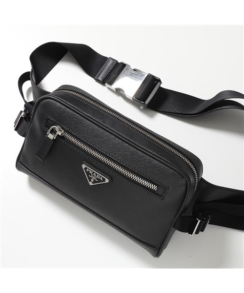 セール Prada プラダ 2vl012 9z2 F0002 レザー ボディバッグ ベルトバッグ ウエストポーチ 三角ロゴ金具プレート Nero 鞄 メンズ プラダ Prada D Fashion