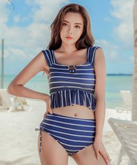 Lace Ladies/レースレディース Lace Ladies ボーダーペプラムタンキニ 水着2点セット【返品不可商品】/504710878