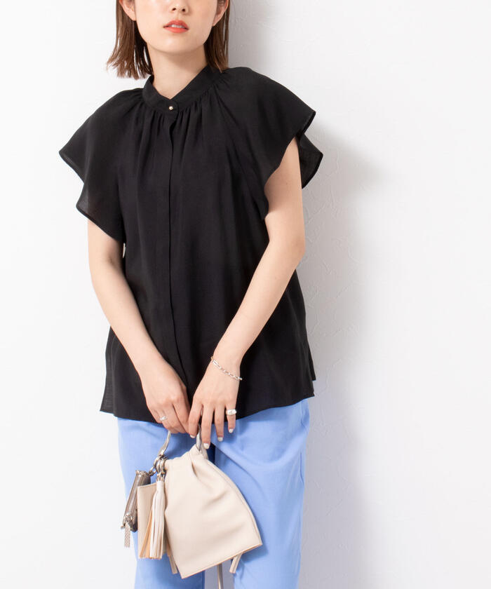 未使用品 ノーリーズ Nolley's 25SS シアーラミー袖バルーンブラウス 五分袖 シースルー 38 黒 ブラック /AT ■OS ■SH レディース ノーリーズ Nolley's 25SS シアーラミー袖バルーンブラウス 五分