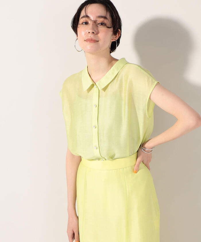 セール 35%OFF】シアースラブフレンチスリーブ2WAYブラウス