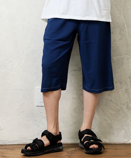 セール 接触冷感 ショートパンツ メンズ ステテコ ガウチョパンツ ハーフパンツ リラックスパンツ ワイド レーヨン 総柄 無地 イージーパンツ 部屋着 トップイズム Topism D Fashion