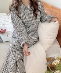 TeddyShop/テディショップ Teddyshop レディース 大きな襟のギンガムチェックセットアップルームウェアパジャマ 上下2点セット/504716906