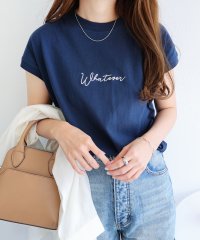 and　Me.../コットン天竺フレンチスリーブWhateverロゴ刺繍Tシャツ トップス/504196629