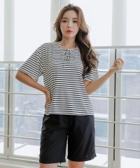 Lace Ladies/レースレディース Lace Ladies ホルターネック ストライプビキニ 体系カバー 4点セット レディース水着/504731572
