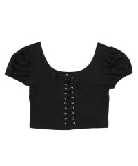 Spiritoso/スピリトーゾ Spiritoso PU天竺 レースアップTシャツ(無地)/504732569