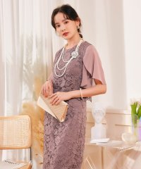 DRESS+/ドレスプラス DRESS+ 結婚式・お呼ばれ対応セットアップ風デザインフリルスリーブレースパーティドレス/504025059