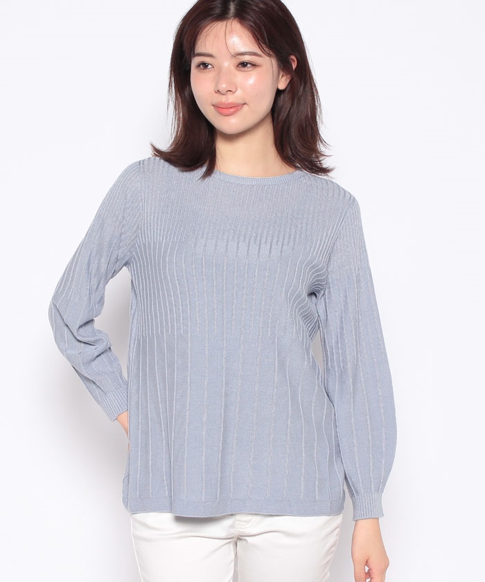 セール 50%OFF】変則リブ編みクルーネックニット(504112257 セール 50%OFF】変則リブ編みクルーネックニット(504112257