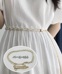 shoppinggo/ショッピングゴー shoppinggo パールベルト パール チェーンベルト レディース おしゃれ 細ベルト 女性用 合金ベルト 結婚式 ドレス ベルト ウエス/504738956