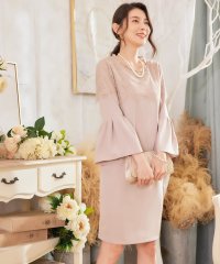 DRESS+/胸元レースデザインパーティードレス・結婚式ワンピース/504742023