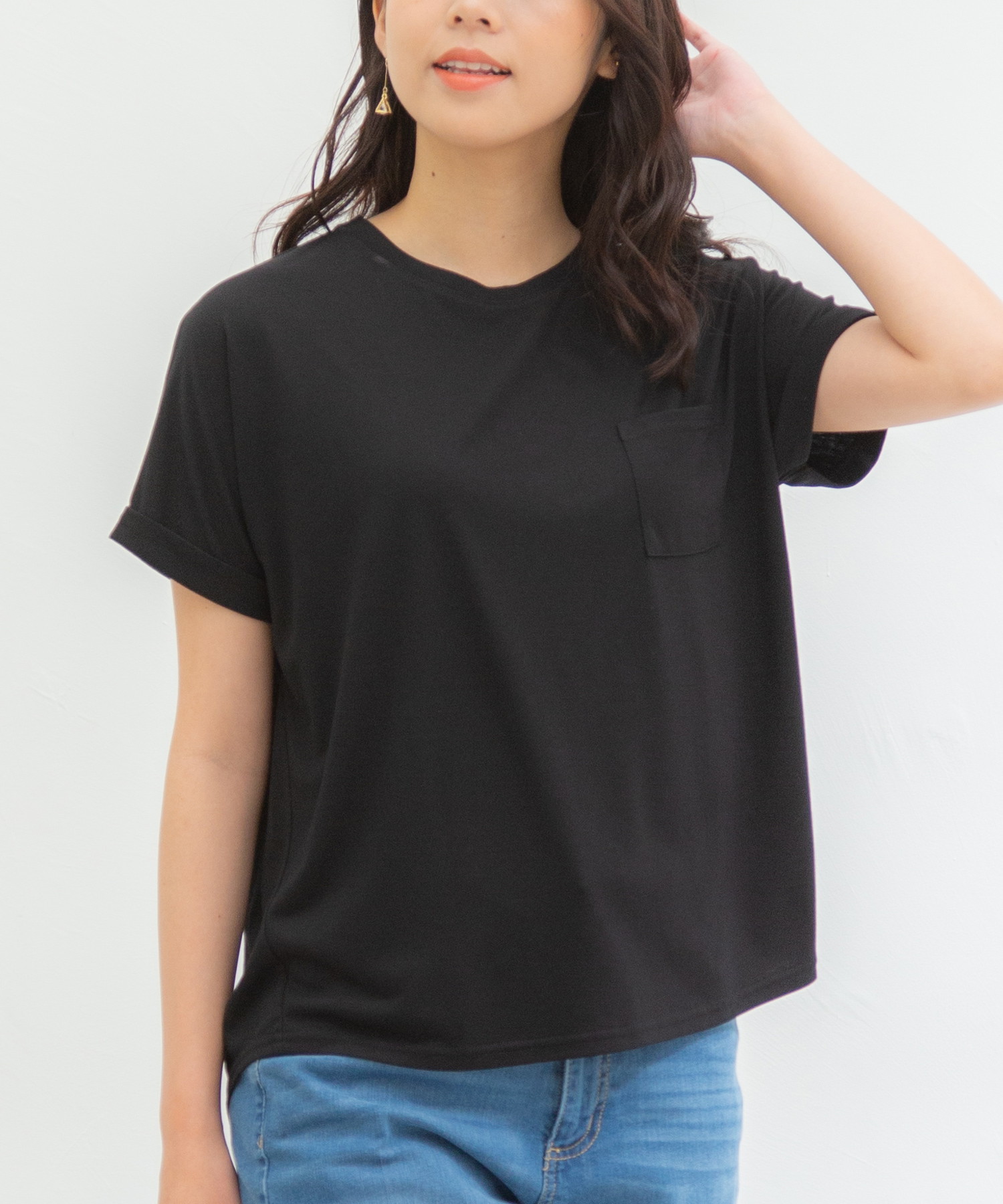 全ての トップス Tシャツ 半袖 汗ジミ 汗しみ 汗染み 撥水 吸水 ポケット レディース 夏 秋 Honeys ハニーズ 汗ジミ軽減ポケ付ｔシャツ Tonna Com