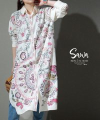 Sawa a la mode/ボタニカル模様のロングシャツ/504747442