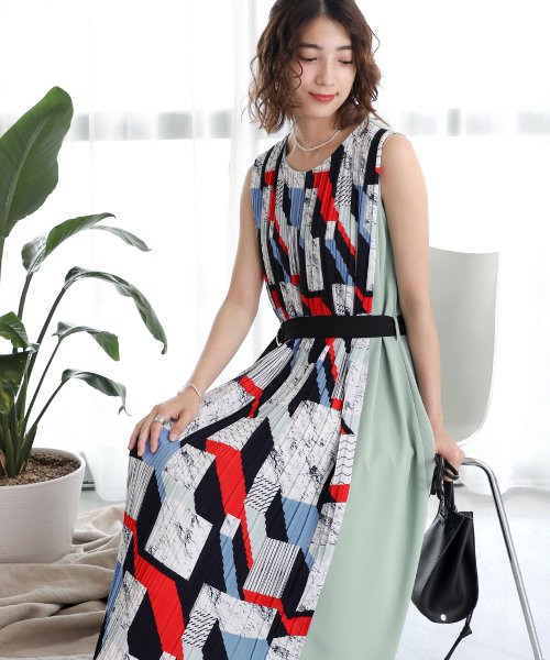 クーポン セール Off 幾何学柄プリーツ配色切替ワンピース ブージュルード Bou Jeloud D Fashion クーポン セール Off 幾何学柄プリーツ配色切替ワンピース ブージュルード Bou Jeloud D Fashion