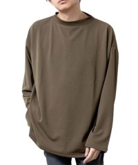  GENELESS/Tシャツ メンズ 長袖 無地 トップス ストレッチ ゆったり ビッグシルエット モックネック オーバーサイズ/504750906