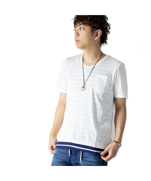 Tシャツ メンズ アンサンブル 2枚セット タンクトップ付き 半袖tシャツ 小さめ ボーダー 全6色 Geneless Geneless D Fashion