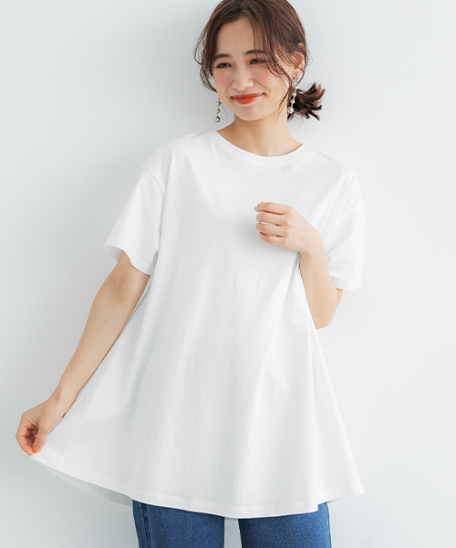 【セール】シルキーコットンAラインフレアTシャツ(504667033 【セール】シルキーコットンAラインフレアTシャツ(504667033