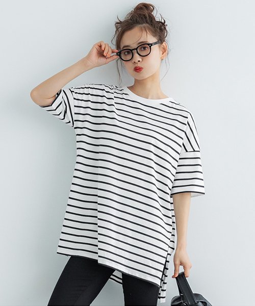 シルキーコットンサイドスリットTシャツ(504667034) | コカ(coca) - d fashion