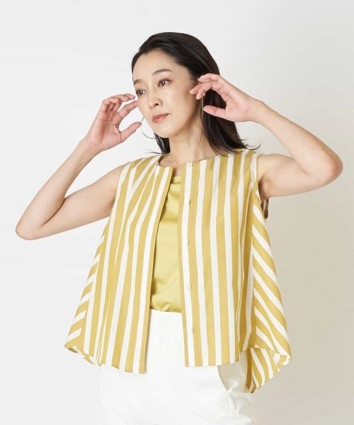 セール】【セットアップ対応】ストライプノースリーブシャツ(504758760) ジョルジュ・レッシュ(GEORGES RECH) d fashion GEORGES RECH メンズ 総柄 スタンドカラー 半袖 シアー シャツ