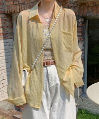 shopnikoniko/シアーシャツ ma 【即納】 トップス ブラウス シャツ シースルー シアー 羽織り 透け感 オルチャン 白 ホワイト ブルー ピンク イエロー レディース 韓/504760342