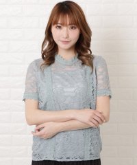 Lace Ladies/レースレディース Lace Ladies スタンドカラー総レース半袖ブラウス/504767654