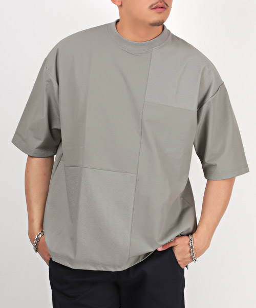 速乾ワイド切替Tシャツ/Tシャツ メンズ 半袖 5分袖 ビッグシルエット