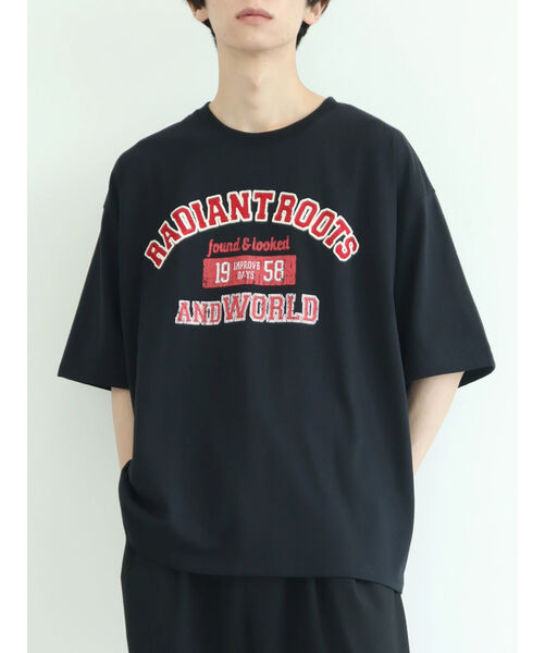 セール】【ジェンダーレス】チェーン刺繍カレッジ半袖Tシャツ