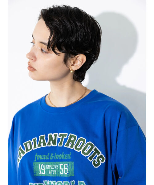 セール】【ジェンダーレス】チェーン刺繍カレッジ半袖Tシャツ