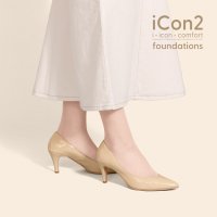 mamian/iCon2 Foundations:ポインテッドトゥ7cmヒールベージュパンプス/504770561