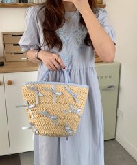 shopnikoniko/ショップニコニコ ShopNikoNiko リボン付き かごバッグ 【即納】 鞄 バッグ ハンドバッグ トートバッグ バスケット カゴバッグ ストローバッグ ペ/504772670