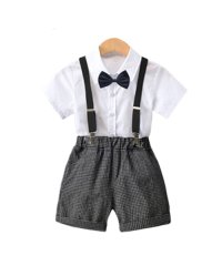 CLARAH　kids/キッズ フォーマル 4点セット パンツ サスペンダー シャツ 蝶ネクタイ セットアップ チェック 男の子 上下セット /504775546