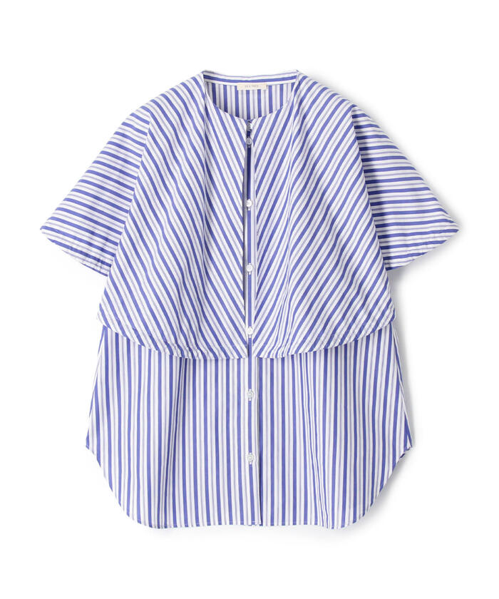 クーポン】【セール 40%OFF】コットン ケープカラーブラウス