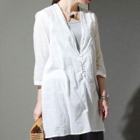 Sawa a la mode/サワアラモード Sawa a la mode レディースチュニック アンサンブル 7分袖 綿 白 ネイビー/504777611