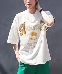 LUXSTYLE/カレッジロゴアップリケ＆刺繍入りTシャツ/Tシャツ メンズ 半袖 ビッグシルエット カレッジロゴ アップリケ 刺繍/504779178