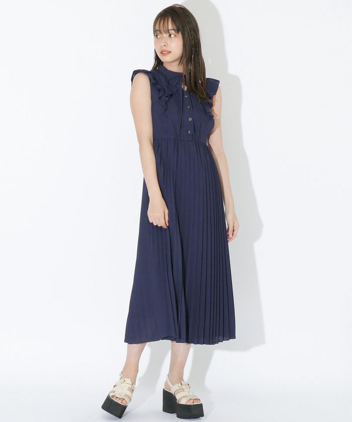 セール 50%OFF】ボウタイフリルプリーツワンピース(504782105