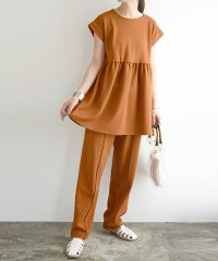 and it_/アンドイット and it_ 梨地ギャザー切替プルオーバー×ワイドパンツセットアップ レディース 夏 おしゃれ 可愛い プルオーバー パンツ カジュアル 半袖 /504783380