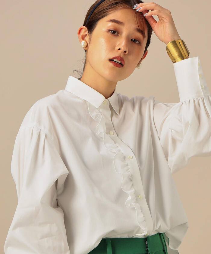 ノーリーズ Nolley's ソフィー 25SS フリルブラウス 長袖 38 白 ホワイト /AT ■OS レディース セール 50%OFF】前立てフリルシャツ(504773789) | ノーリーズ