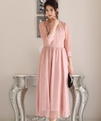 PourVous/プールヴー PourVous リーフ柄レースパーティードレスセレモニーミモレ丈&七分袖結婚式フォーマル ワンピース 20代 30代 40代/504786299