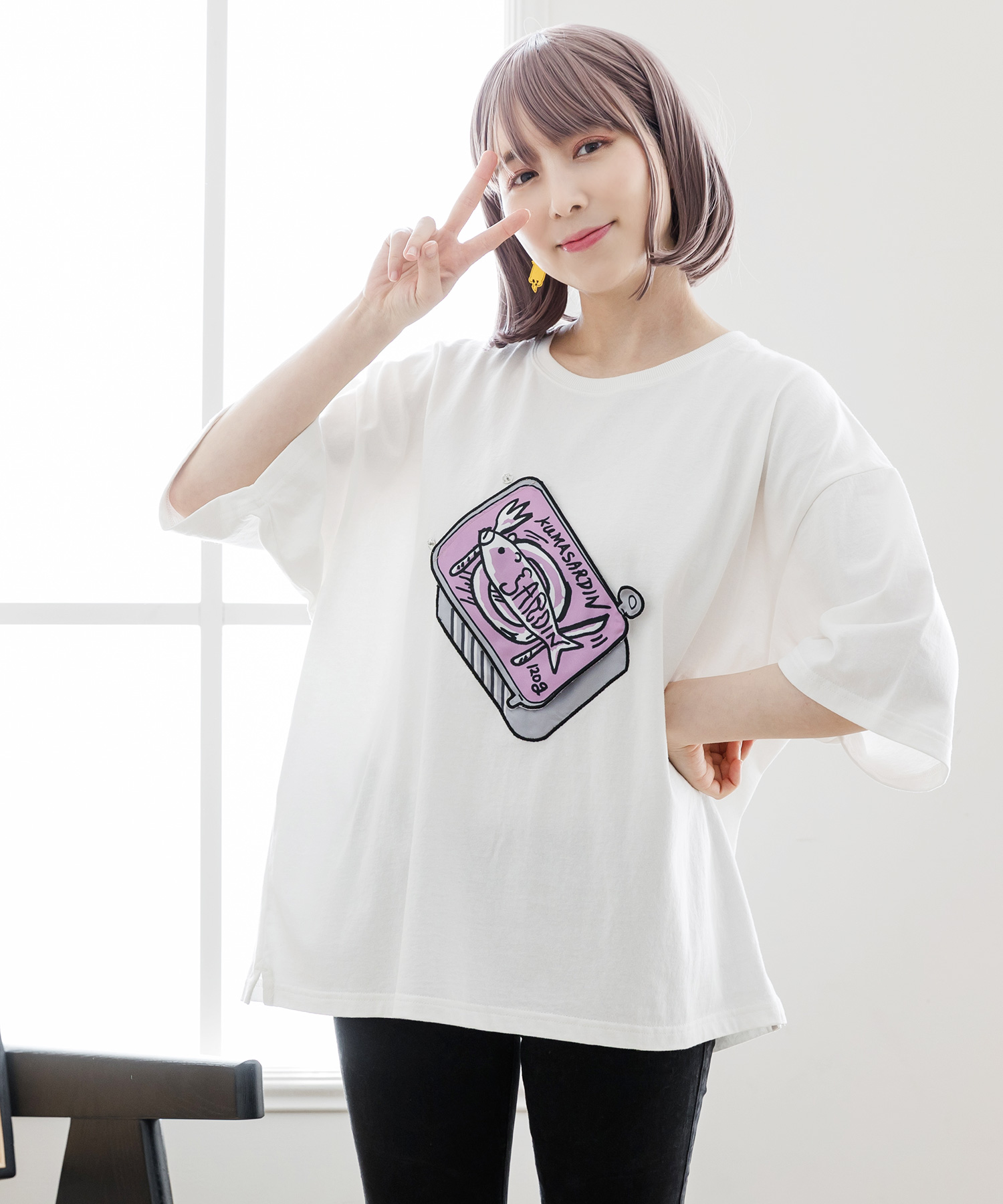 &ellecy アップリケシャツ セール】クマサーディンアップリケTシャツ(504792183