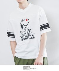 coen/【メンズ】クリニクラウン SNOOPY(スヌーピー)フットボールTシャツ/504796501