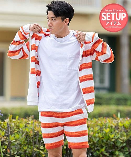 Sb Select ボーダーニットパーカーセットアップ ショートパンツ セットアップ メンズ ブランド オシャレ パンツ ルームウェア 部屋着 ハーフ パンツ シ エスビーセレクト Sb Select D Fashion