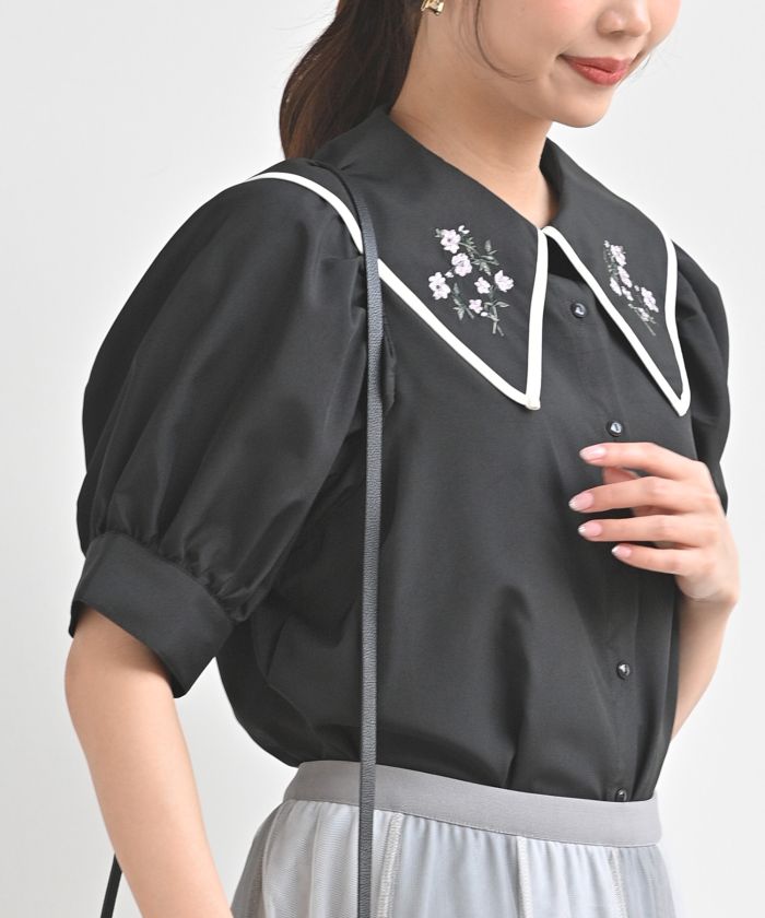 配色パイピング刺繍衿ブラウス(504800271) | アールピーエス(rps 配色パイピング刺繍衿ブラウス(504800271) | アールピーエス(rps