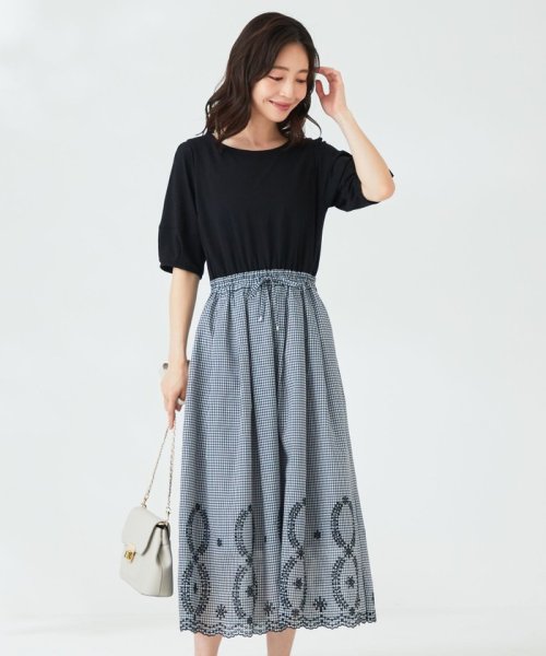 セール 30 Off 洗える エンブロイダリーコンビ ワンピース エニィ スィス Anysis D Fashion