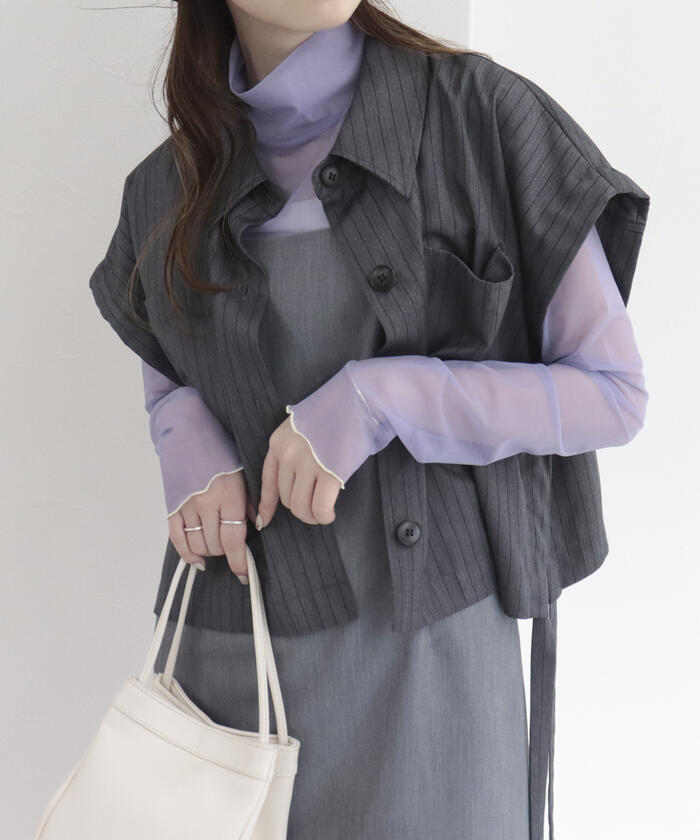 hyde着系HONEYオパール切替フリルロングシャツMELTTHELADYボレロ Liliane Burty ECLAT｜【S・Mサイズ】透かし編み ニットボレロ