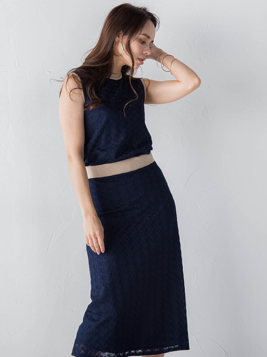 【美品】Viaggio Blu ビアッジョブルー ノースリーブワンピース　ブルー セール 40%OFF】ビアッジョブルー Viaggio Blu バルファスレース
