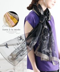Sawa a la mode/透明感溢れる花刺繍のシアーストール/504817472