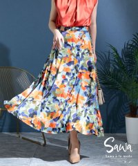 Sawa a la mode/水彩花模様の極彩色フレアスカート/504817498