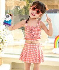 TeddyShop/テディショップ Teddyshop キッズ水着 ガーリーレースアップリボンフレアビキニ 上下2点セット【返品不可商品】/504818153